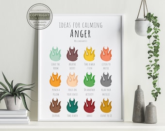 Anger Digital Print | Self-care Poster | Therapy, Counsellor, Psychologist | Office Decor | Well-being | Home Wall Art | Mental Health
