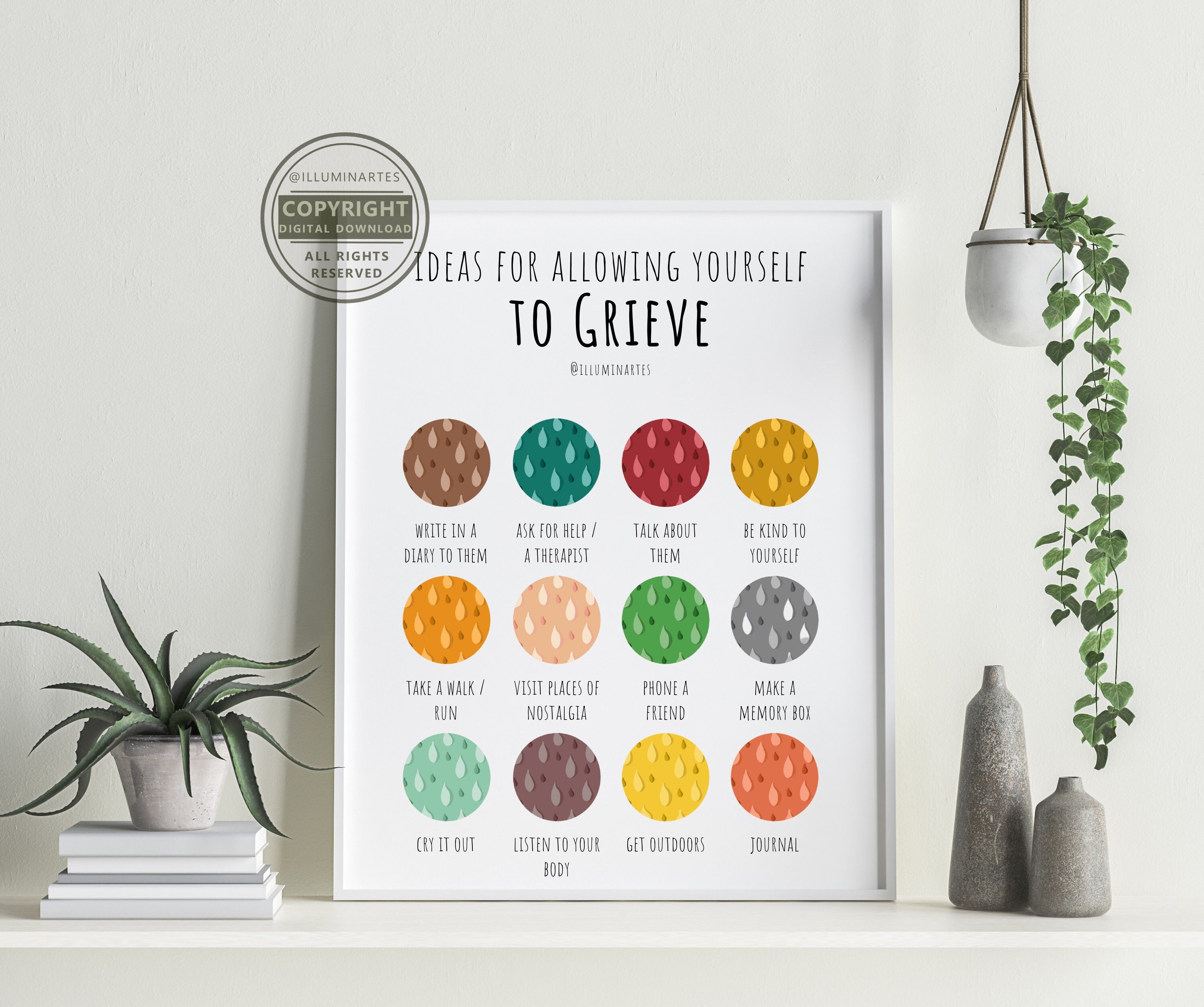 Grief Digital Print Self Care Poster Therapy Counsellor Etsy