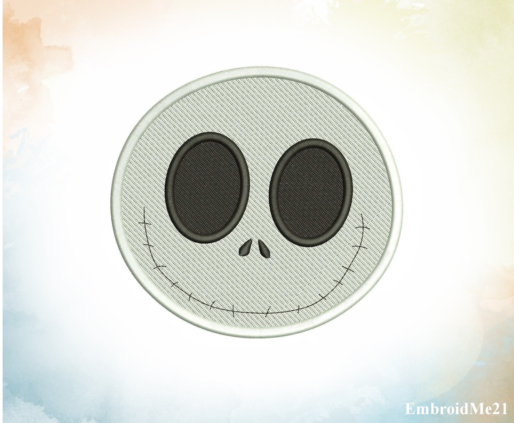 Smiling Face Jack Skellington Filled Embroidery Design | Etsy