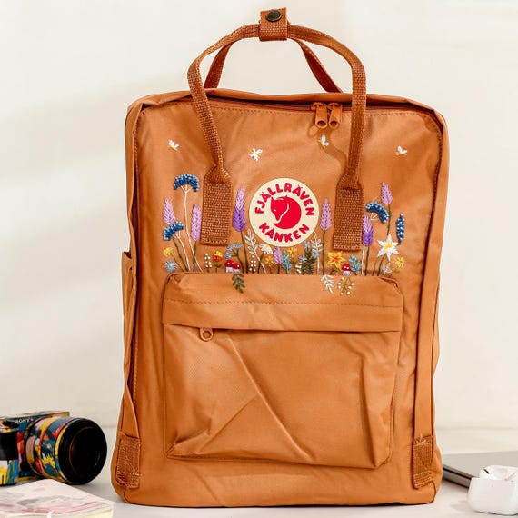 Fjallraven Kanken Backpack with Custom Hand Embroidered.? Fjallraven Kanken Rose Embroidered Backpack | Custom Hand  main image 3