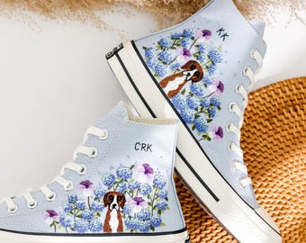 Individuell gestickte Converse, Hund gestickte Converse Schuhe Custom, Haustier bestickter Sneaker, Stickerei Haustier, gestickte Haustiergeschenke