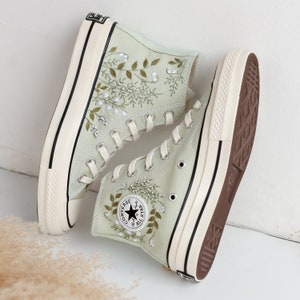 Custom Embroidered Converse high tops, Small Flower Embroidered Converse Shoes, Floral Embroidered Sneakers Custom, Unique Gifts for Her