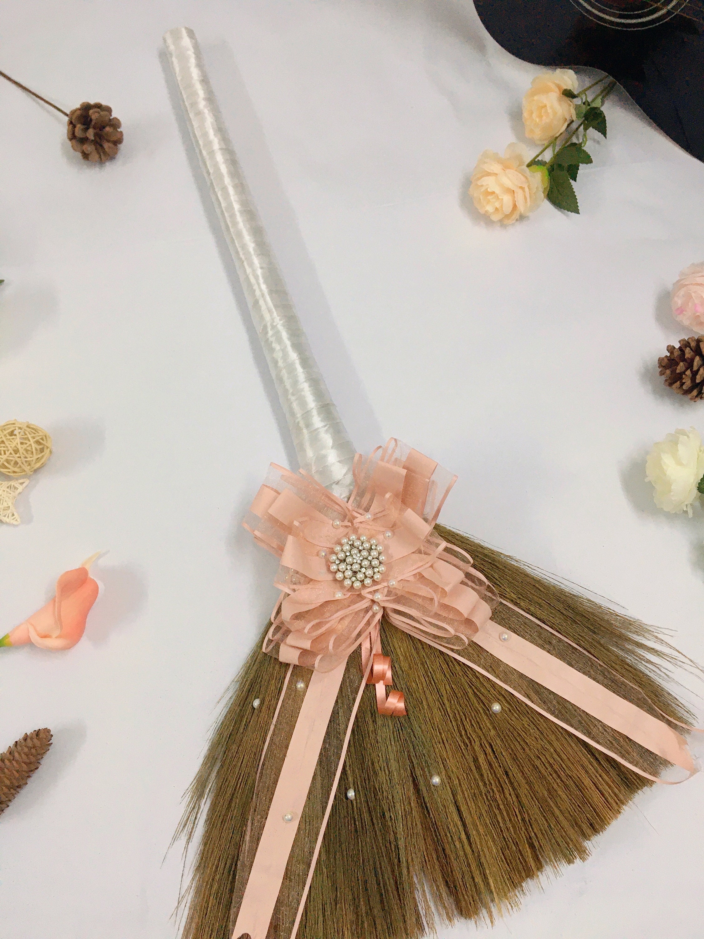Super Beautiful Wedding Flower Broom / Beaded Wedding Brooms / Etsy