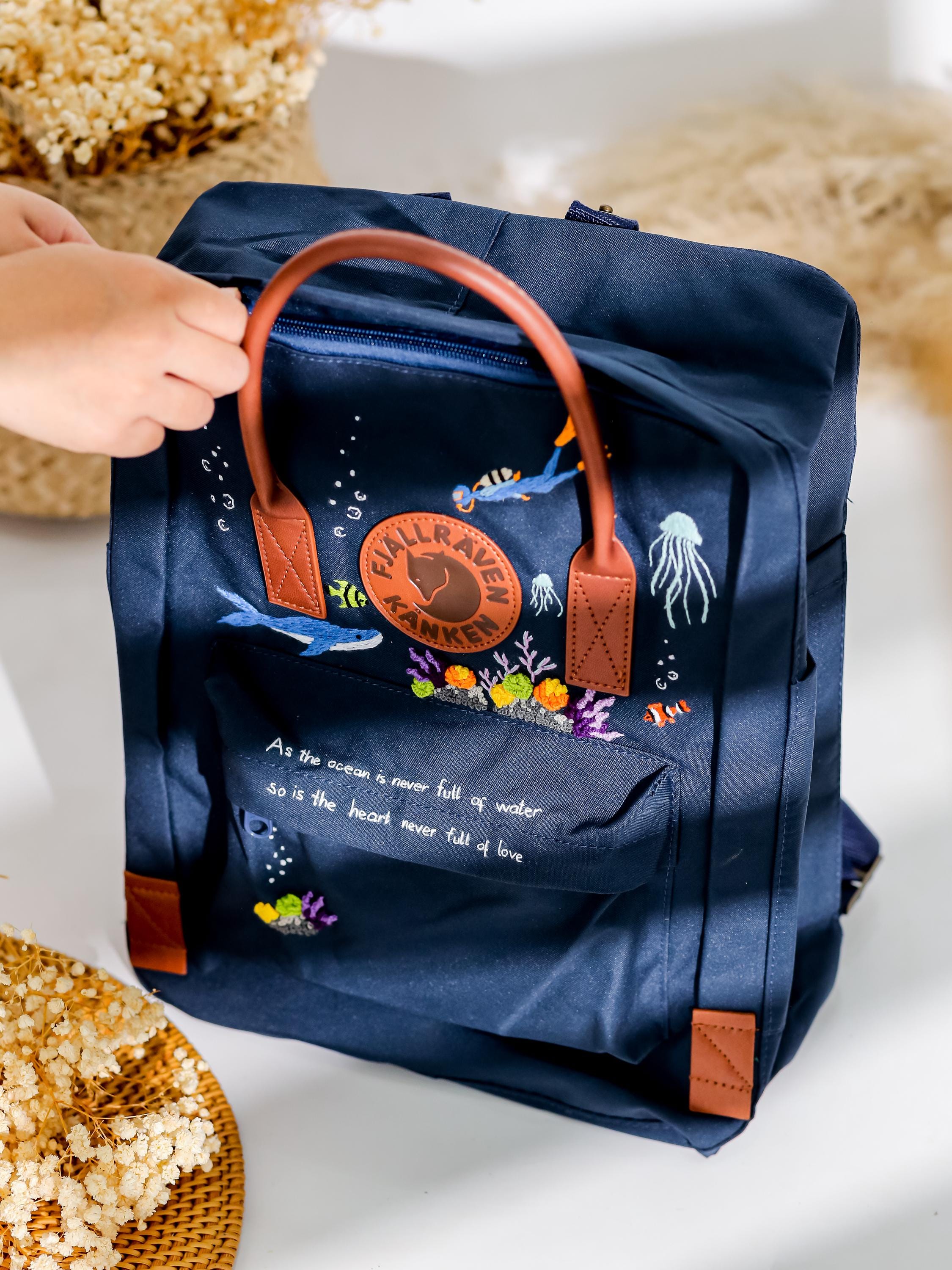 Fjallraven Rucksack Bestickt, Ocean Embroidered Backpack 