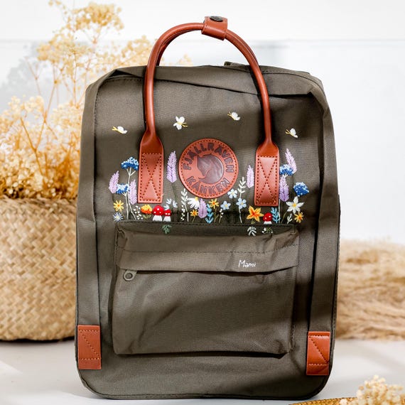 Custom Embroidered Fjallraven Kanken Backpack, Mushrooms  display picture 1