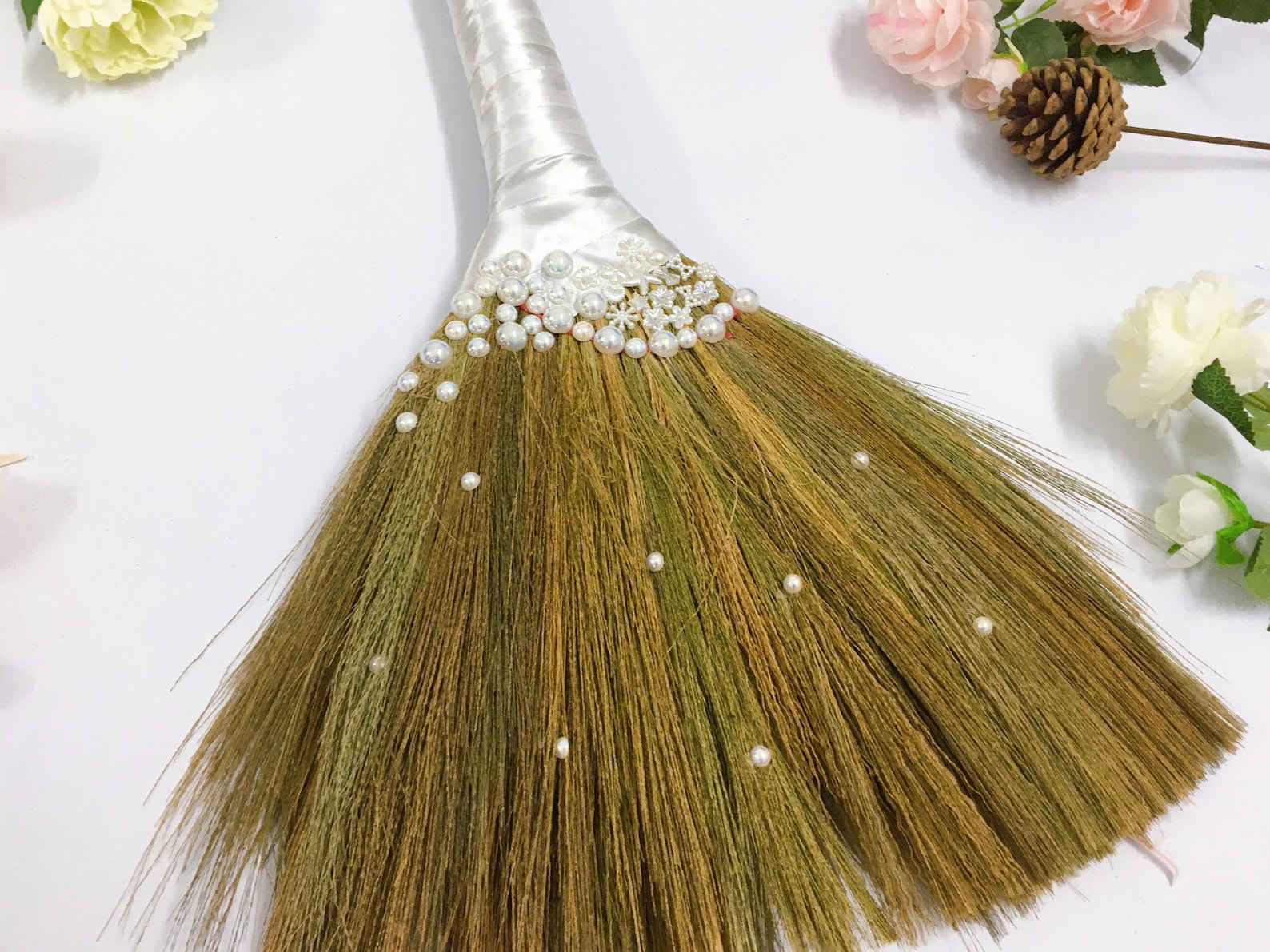 New Beaded Flower Wedding Broom / Wedding Brooms / Jumping Etsy