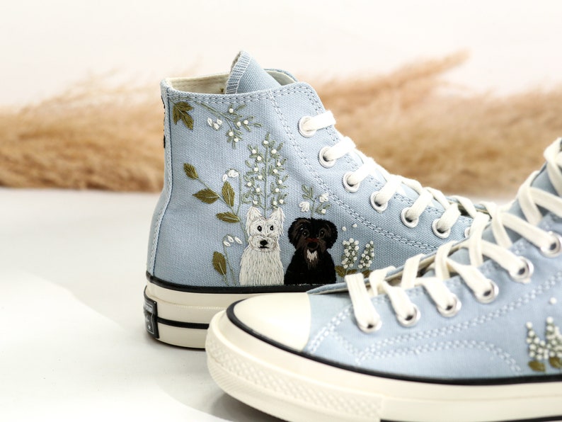 Custom Embroidered Converse Shoes, Horse and Dog Embroidered Shoes ...