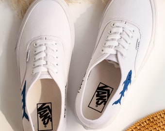Custom Embroidered Vans, Shark Embroidered Shoes Custom, Custom