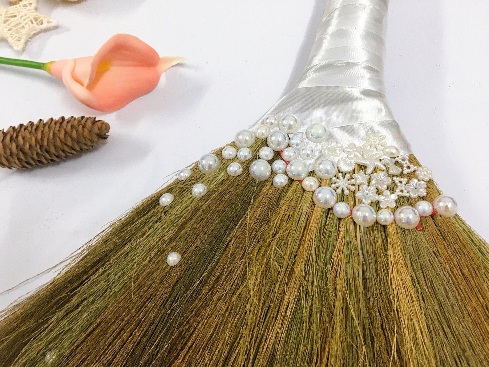 New Beaded Flower Wedding Broom / Wedding Brooms / Jumping Etsy