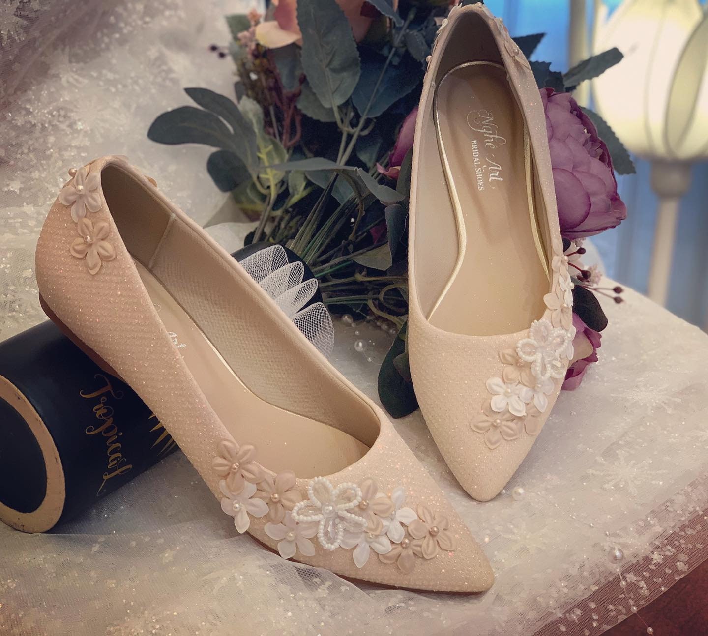 champagne color flat shoes