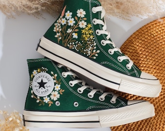 Bestickte hohe Sneakers, Kekse, Daisy Sneakers, Hochzeitsschuhe