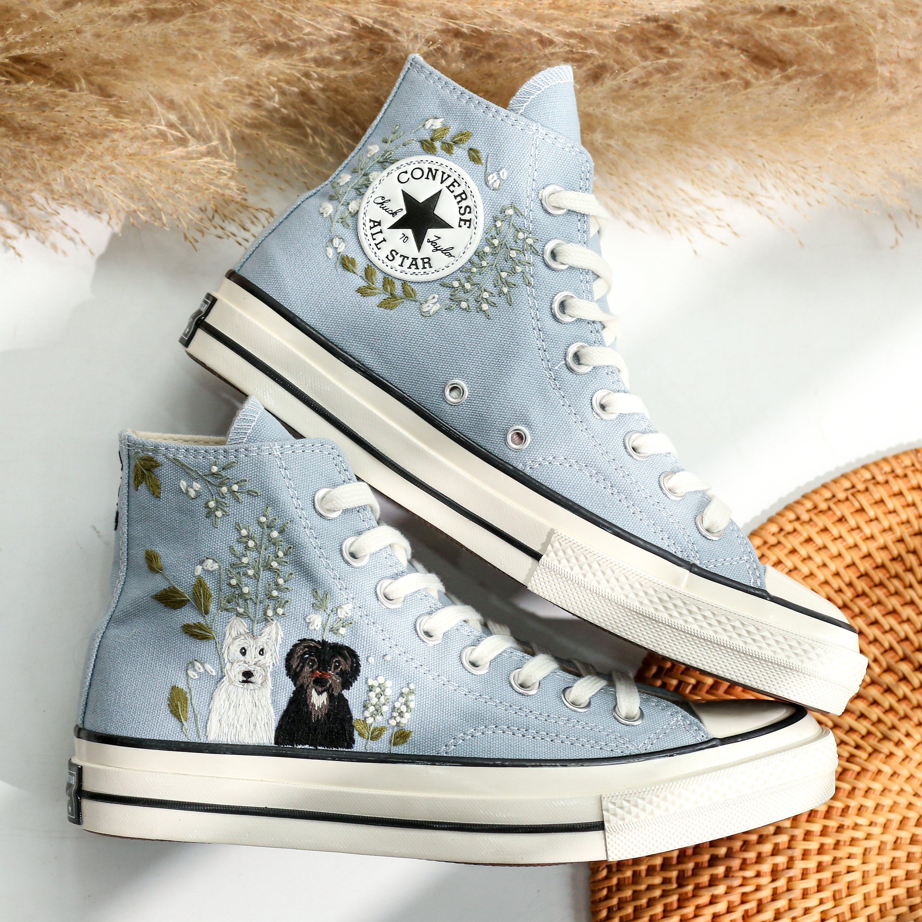 Custom Embroidered Converse Shoes, Horse and Dog Embroidered Shoes ...