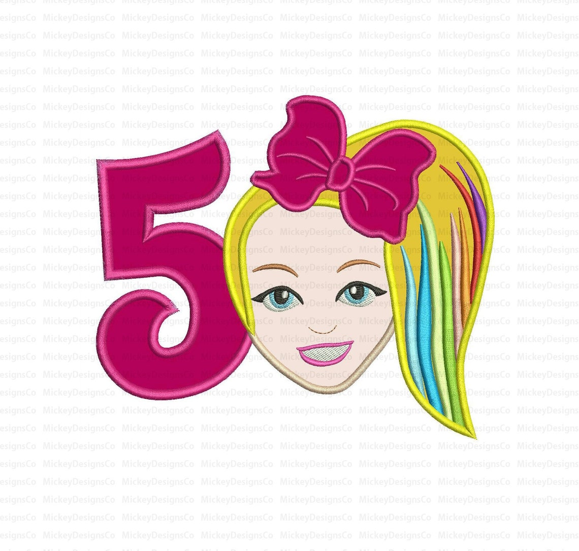 Jojo Siwa Number 5 Applique Design Instant Download | Etsy