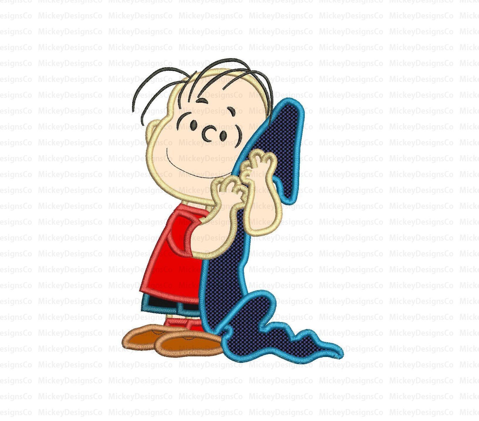 Linus Peanuts With His Blanket Applique Design Instant Etsy