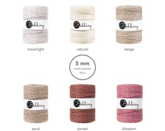 5mm Bobbiny Makramee Garn gezwirnt | 100 m | einfach gedreht | single twist | cotton cord | Baumwollgarn | Baumwollschnur