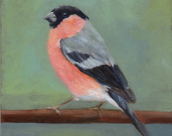 Signed oil painting with bird. Original Bird Painting, Wildlife Art.
