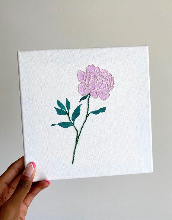 Embroidery Canvas Art Painting floral Peony Etsy
