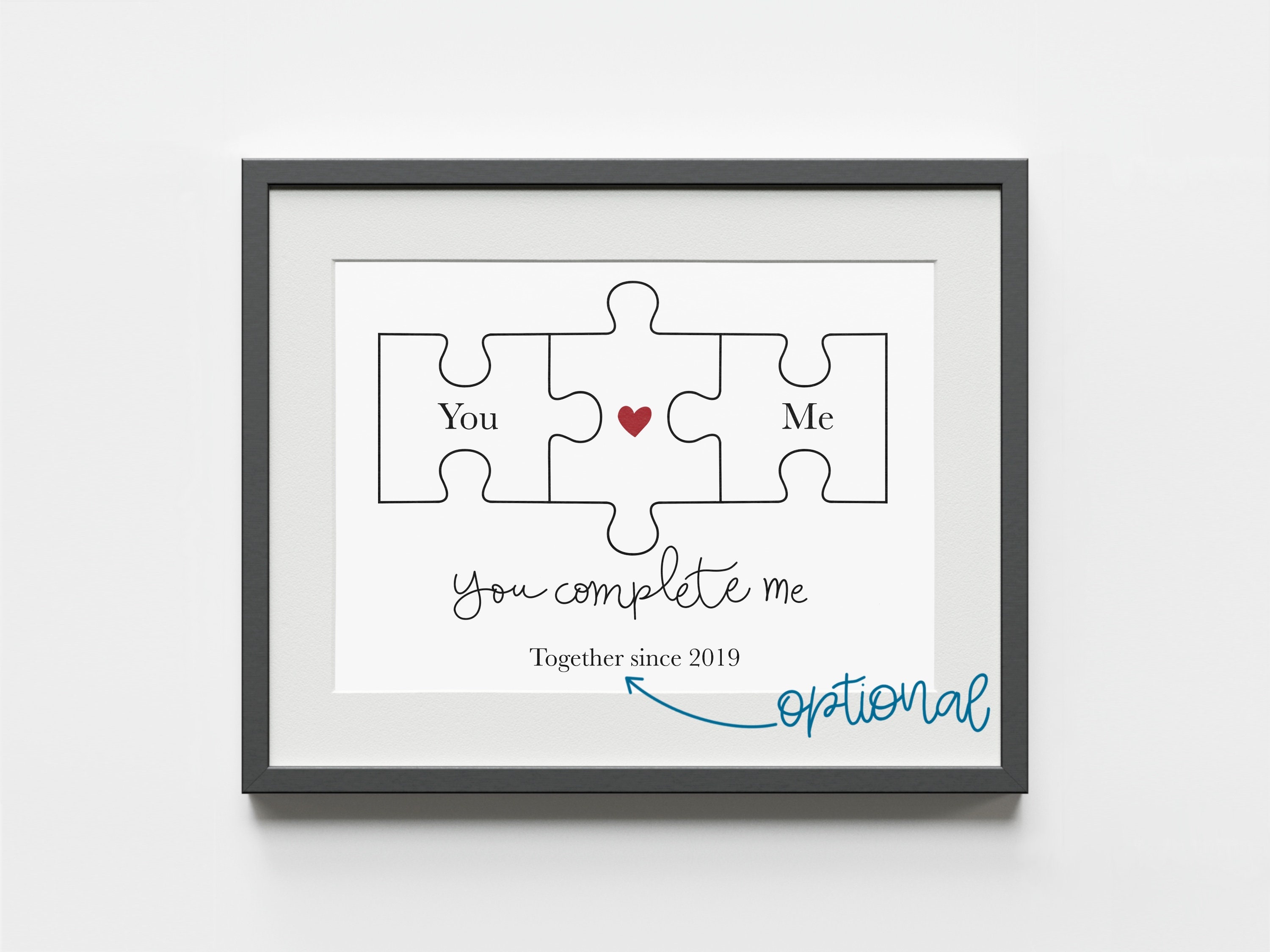 Couples Puzzle Piece Quote Wall Print You Complete Me We Etsy
