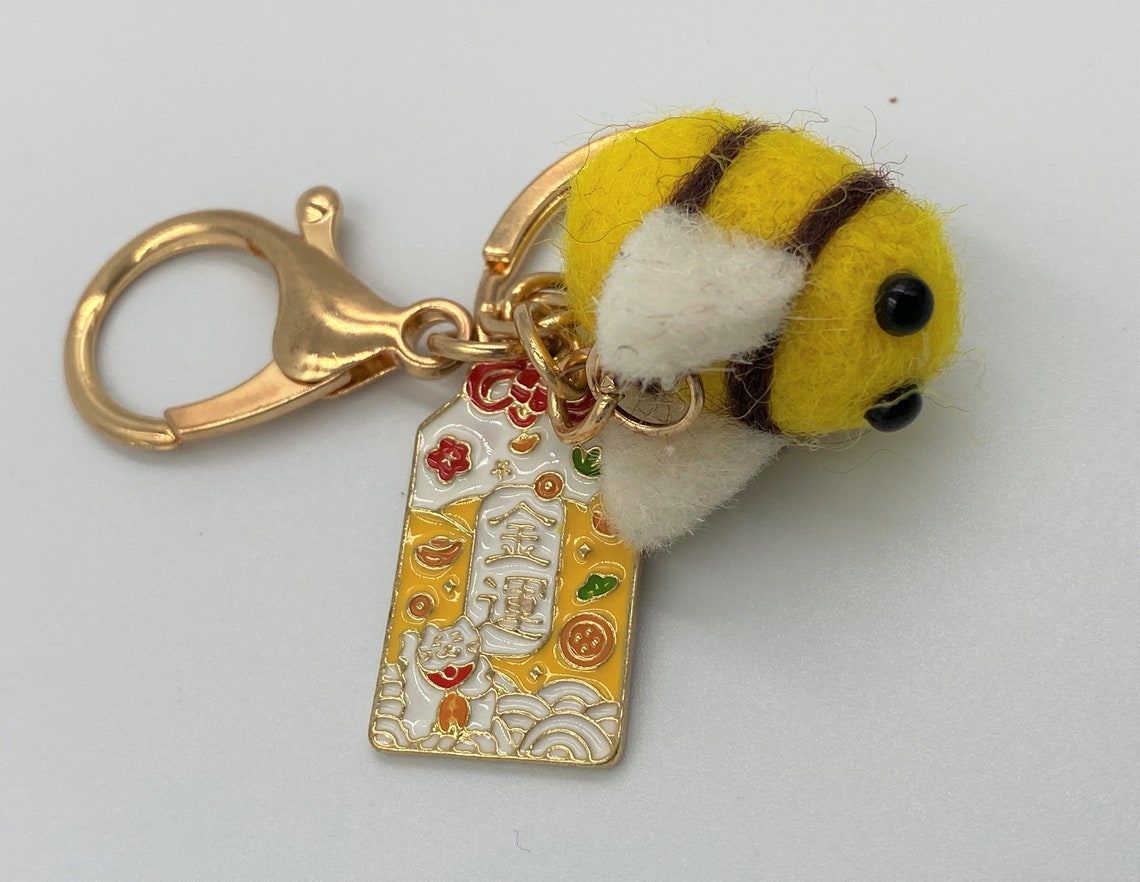 Bee Keychain Felted Wool Keychain Bumble Bee Keychain Etsy