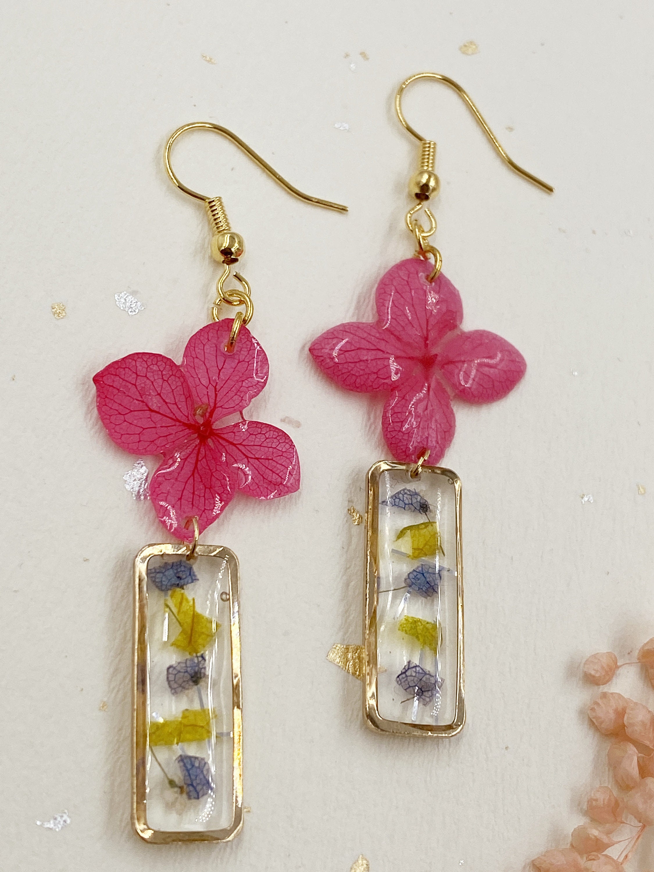 Resin Flower Earrings Real Flower Jewelry Pressed Flower Etsy