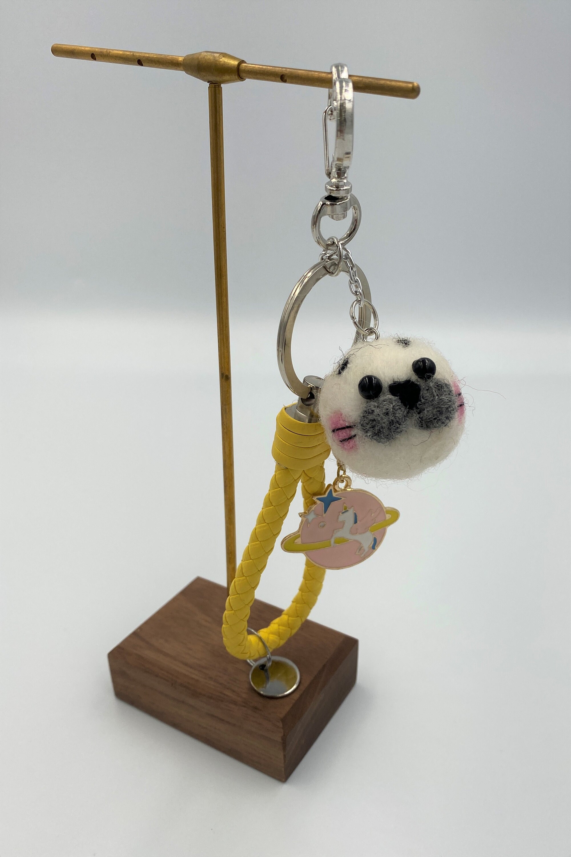 Real Flower Keychain Felted wool Keychain Seal keychain Etsy