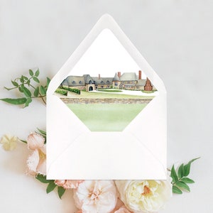 Euro Flap Envelope Liners with Watercolor of Shepherd&#39;s Run Winery in Rhode Island