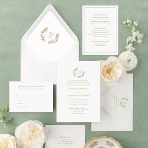 Gold Crest Wedding Invitation Suite Printed on Handmade Paper or Cardstock | Mix and Match with any Liner