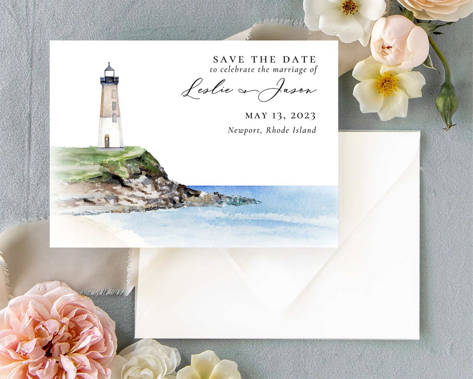 Nautical Lighthouse Wedding Invitations Printed on Handmade Paper or ...
