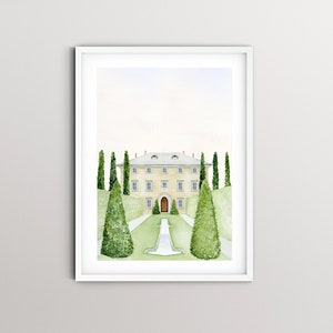 Villa Balbiano Lake Como Italy Watercolor Painting | Fine Art Print of Original, Hand-painted Watercolor Painting