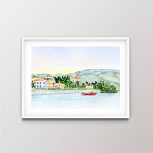 Tremezzo, Italy Watercolor Art Print from an Original Watercolor Painting of Lake Como, Italy