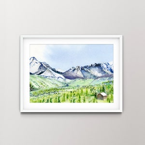 Mountain Watercolor Fine Art Print of Original Watercolor Painting of a the Colorado Rocky Mountain Landscape
