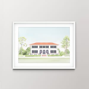 Cherokee Cottage Watercolor Fine Art Print from an Original, Hand-painted Watercolor Painting of Cherokee Cottage Jekyll Island Club