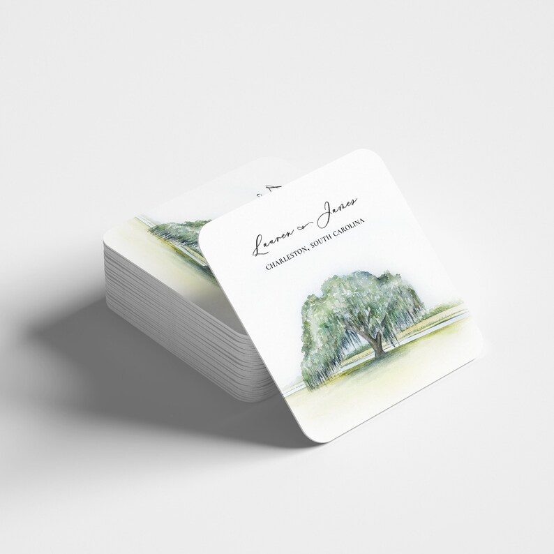Watercolor Coaster with an Angel Oak Tree in Charleston, South Carolina