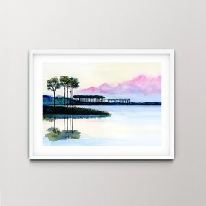 Western Lake 30A Florida Watercolor Fine Art Print from an Original Watercolor Painting of Western Lake in Grayton Beach Florida 30A
