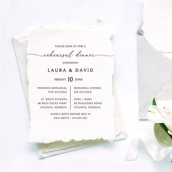 Deckled Edge Wedding Invitation Etsy