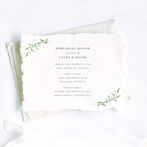 Invitations Printed on Handmade Deckle Edge Paper or Cardstock with Original Botanical Watercolor Artwork