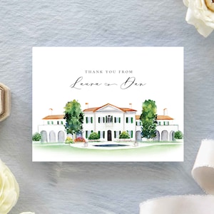 Crane Cottage Jekyll Island Watercolor Personalized Stationery Featuring an Original Watercolor of Crane Cottage on Jekyll Island