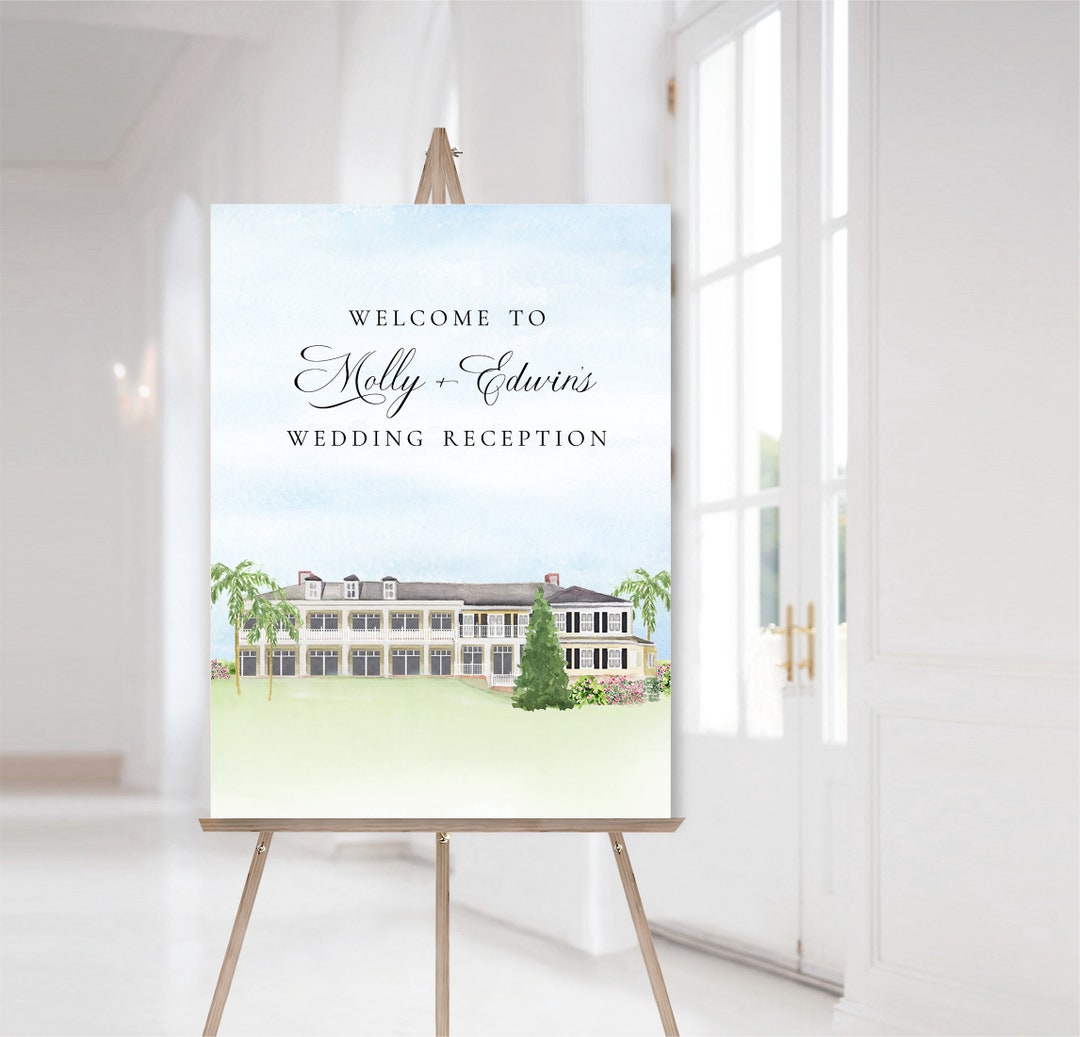 Kiawah Island Watercolor Wedding Welcome Sign Featuring an Original ...
