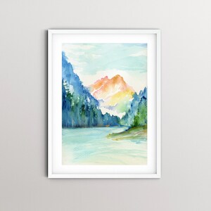 Banff National Park Watercolor Fine Art Print from an Original Watercolor Painting of Lake Louise in Banff National Park Alberta Canada