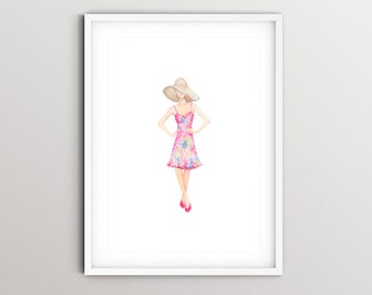 Lilly-Inspired Watercolor Art Print of Original Watercolor Painting, Girly Fashion Watercolor