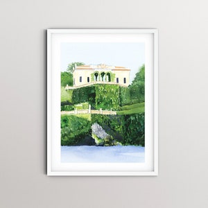 Villa del Balbianello Lake Como Italy Watercolor Painting | Fine Art Print of Original, Hand-painted Watercolor Painting