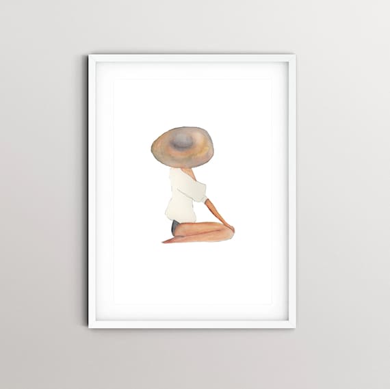 Bride at the Beach Watercolor Art Print / Vintage Bathing Suits Swimsuits Watercolor Painting / Watercolor Beach House Wall Art