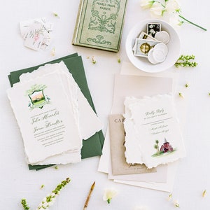 Jekyll Island Watercolor Wedding Invitation Suite Printed on Cardstock or Handmade Paper