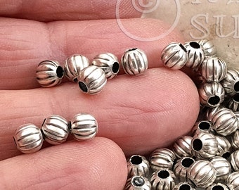 Silver Ball Spacer Beads, Mini Round Beads, Rustic Ball Bead, Silver Spacer Bead Findings, Turkish Jewelry, 5mm Ball Beads, 20pc