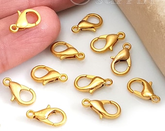 Gold Parrot Clasp, Gold Lobster Clasp, 7x12mm, 22k Gold Plated Clasp Findings, Jewelry Clasp, Necklace Clasp, Bracelet Clasp,