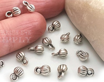 Silver Mini Ball Charms, Silver Bracelet Charms, Textured Ball Charms, Antique Silver Drop Charms, Beading Charms, Turkish Jewelry, 25Pc