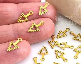 Raw Brass Triangle Spike Charms, Jewelry Findings (100 Pc)