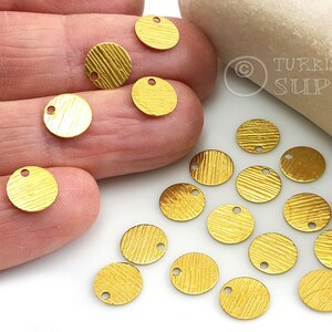 Raw Brass Textured Tiny Disc Charms, 8mm Brass Round Tags, Raw Brass Round Discs, Mini Coin Charms, Raw Brass Earring Findings, 100Pc