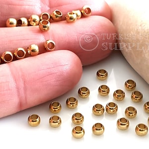 4mm Brass Ball Beads, Raw Brass Spacer Ball Beads, Round Brass Beads, Raw Brass Findings, 50pc