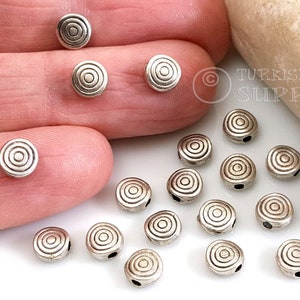 Silver Saucer Beads, Mini Silver Spacer Beads, Round Spacer Beads, Swirl Saucer Beads, Silver Jewelry Beads, Turkish Jewelry Findings, 30pc
